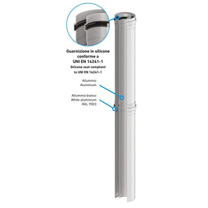 CURVA COASSIALE IN PLASTICA POLIPROPILENE BIANCA A 45° Ø 60-100   M/F PER FUMISTERIA