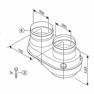 disegno tecnico adattatore fumisteria bosch azb 922 per caldaia aa condensazione